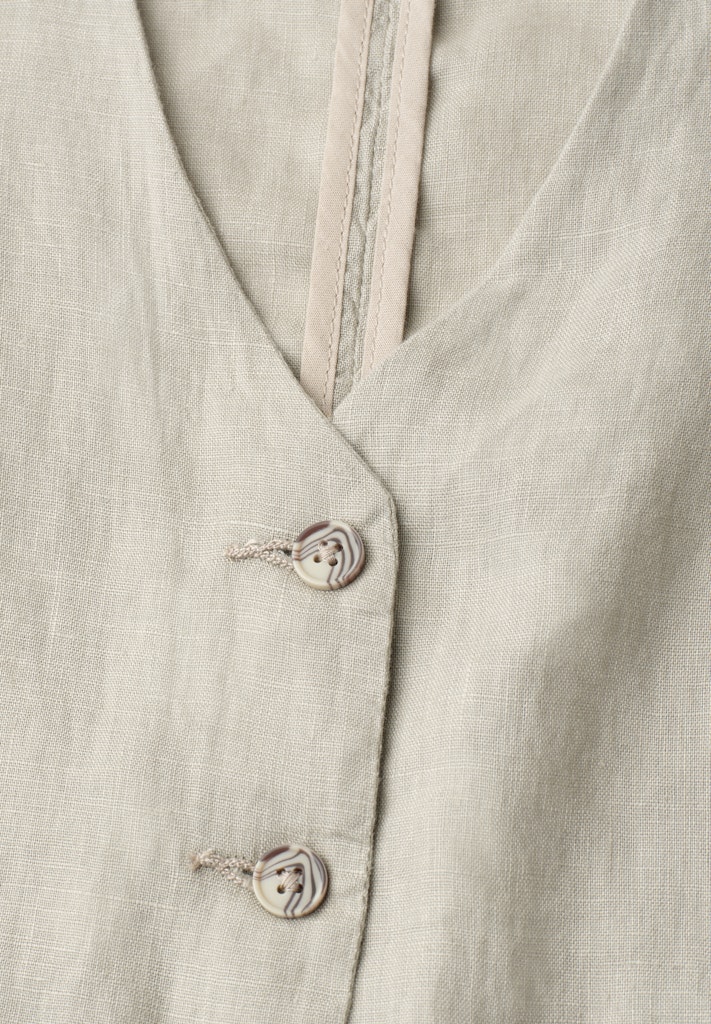 Weste mit V-Neck und Knöpfen aus Leinen