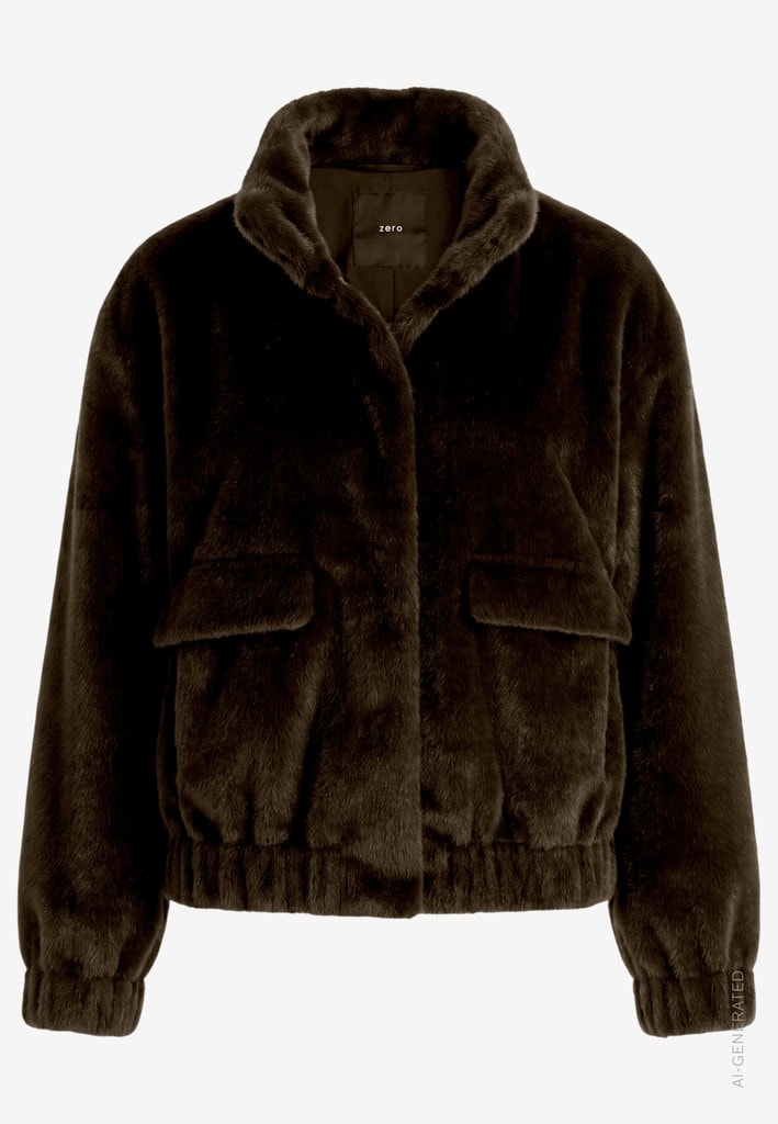 Plüschjacke mit Taschenklappen