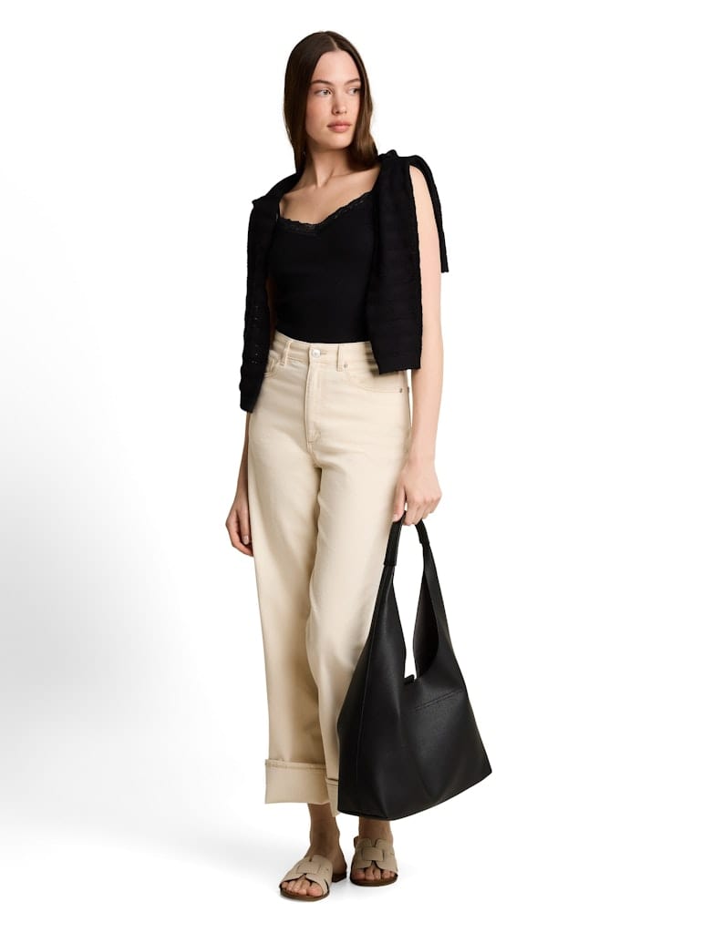 Slim Fit Top mit Spitze