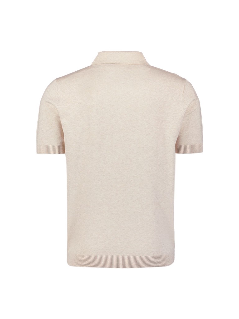 Pullover Short Sleeve Polo Zip Melange