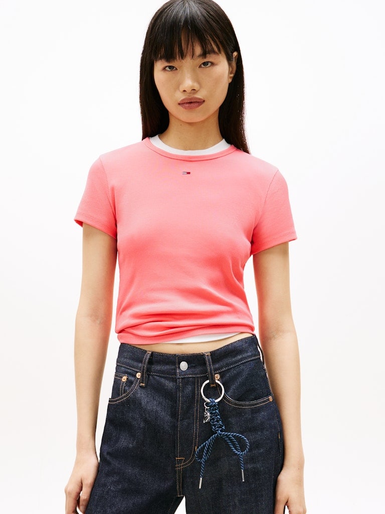 Ribbed Slim Crew Neck T-shirt