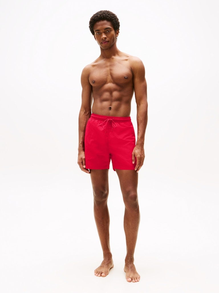 Flag Embroidery Mid Length Swim Shorts