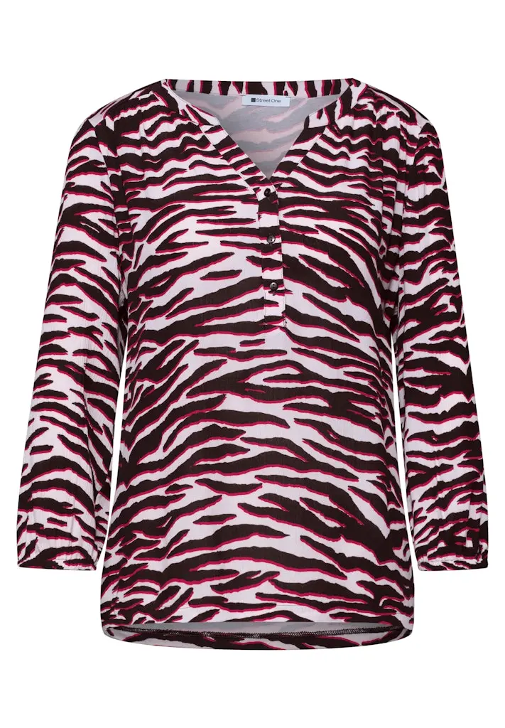 Shirt mit Split Neck und Strukturmix