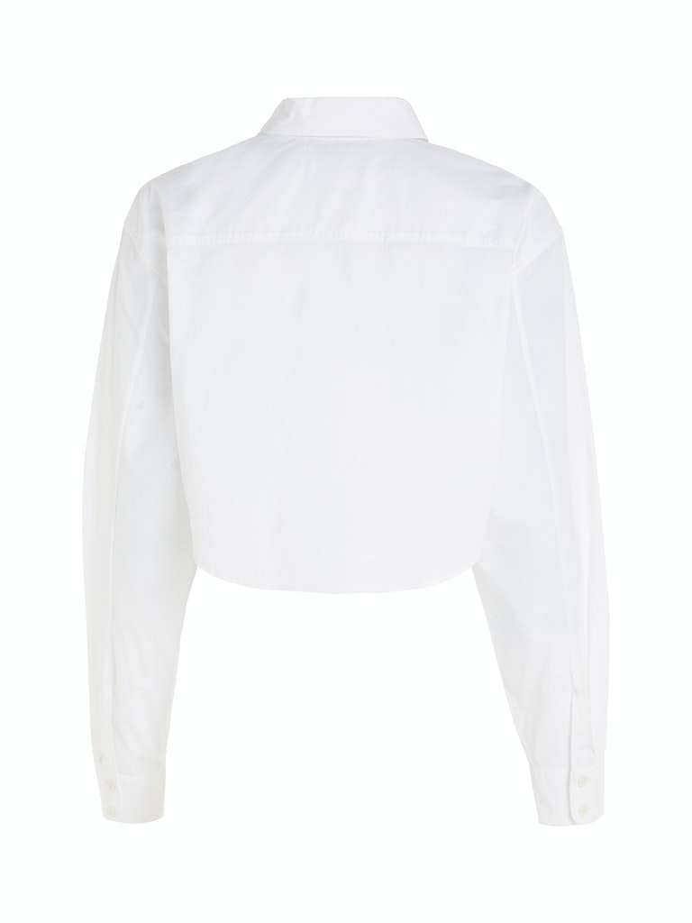 WOVEN LABEL CROPPED LS SHIRT