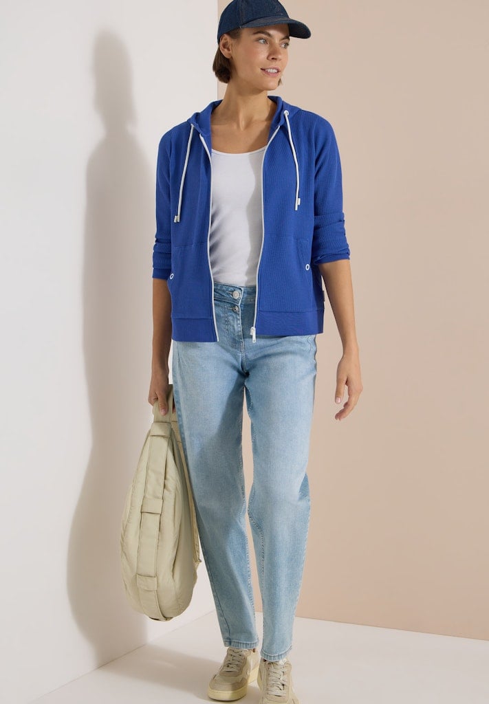 Langarm Jacke mit Kapuze und Struktur