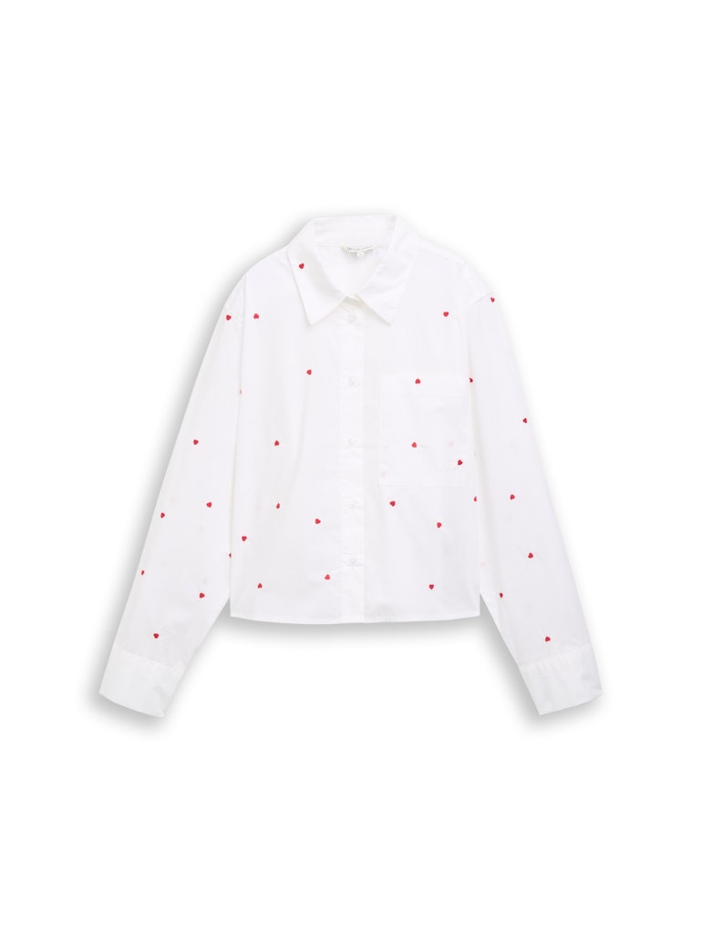 Boxy Fit Hemdbluse mit Stickereien