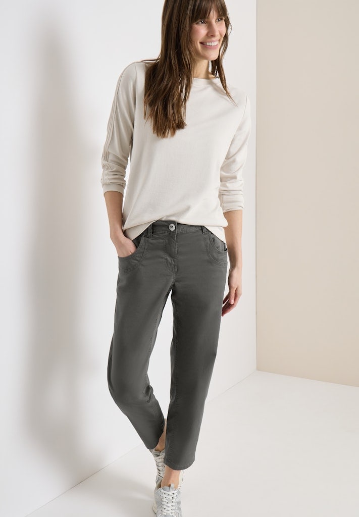 Mid Waist Slim Leg Hose im Casual Fit