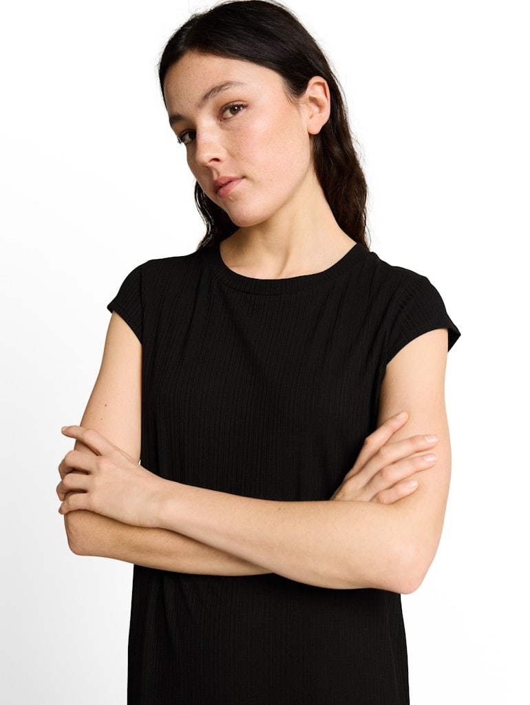 Loose Fit Midi-Kleid mit Rippstruktur