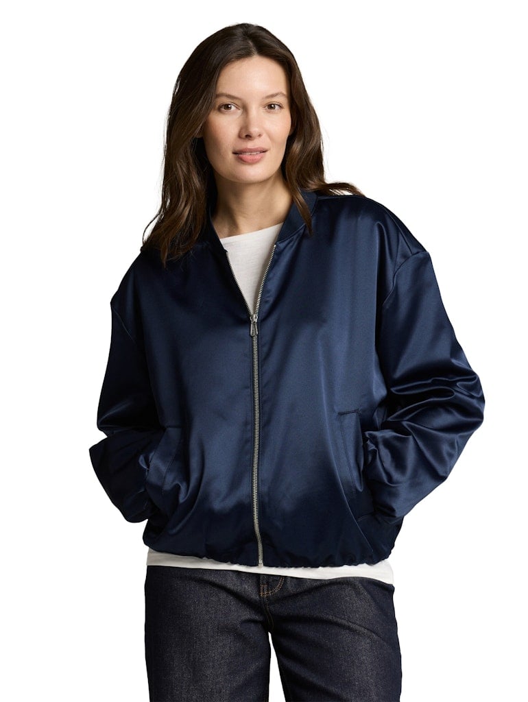 Satin Blouson Jacke mit Bomberkragen