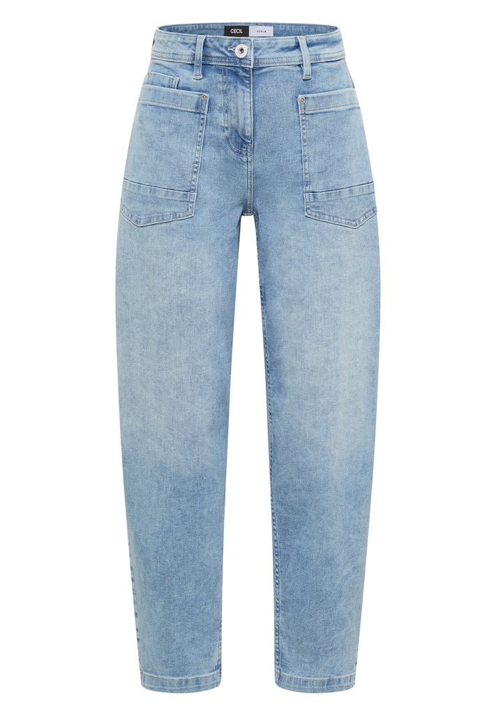 Barrel Leg Jeans mit aufgesetzten Taschen