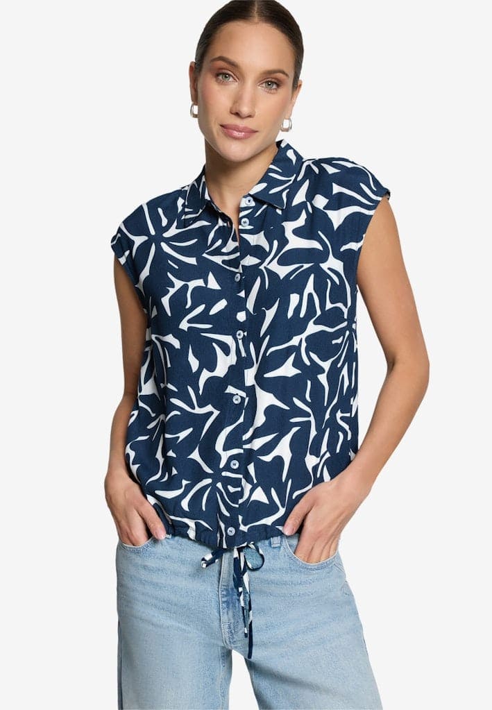 Hemdbluse kurzarm mit Blumen