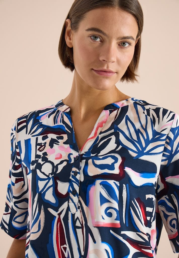 Kurzarm Bluse mit Multicolor Print