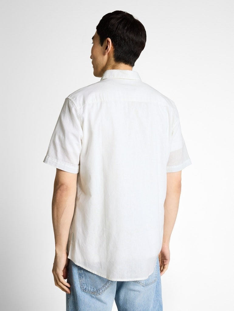 Regular Fit Kurzarmhemd mit Leinenanteil