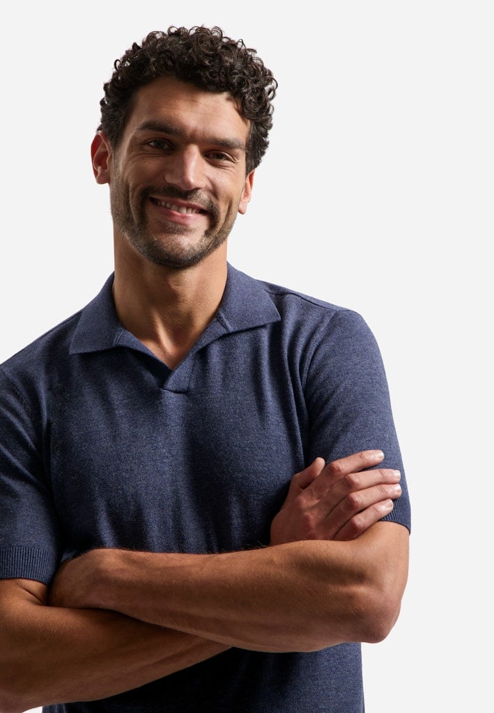 Pullover Short Sleeve V-Polo Melange