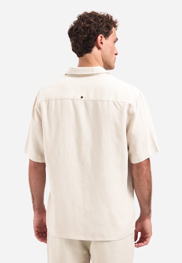 Shirt Short Sleeve With Linen, Garment Dyed