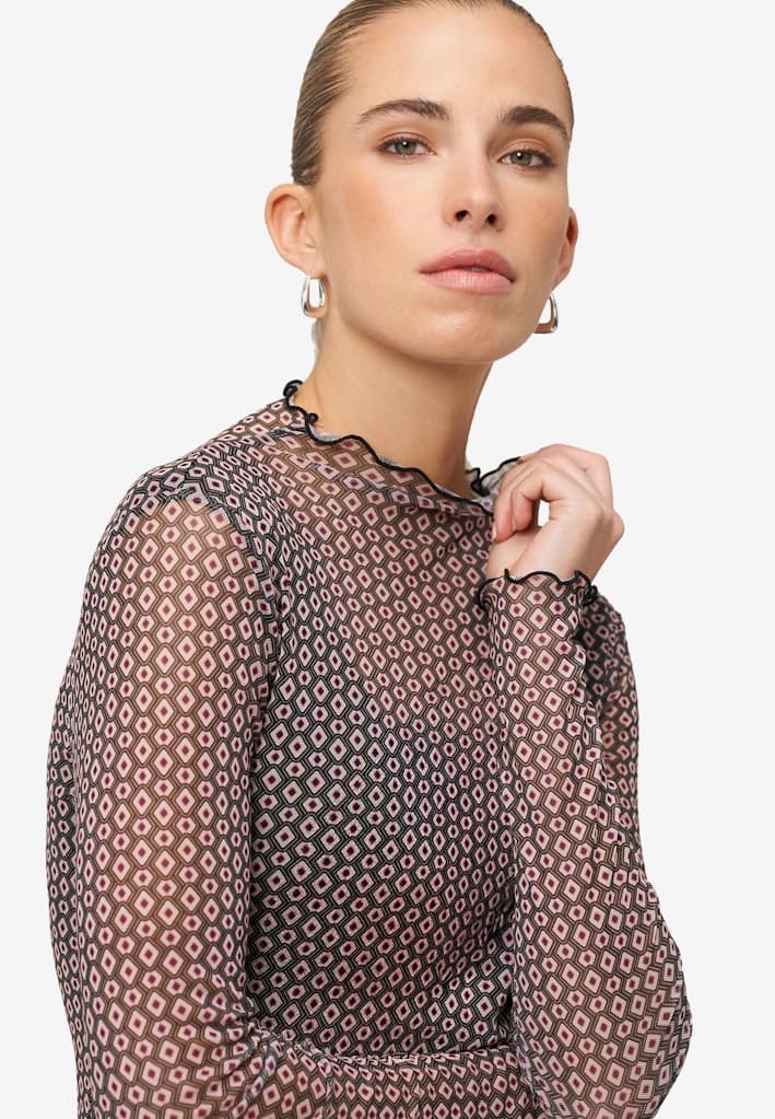 Mesh-Shirt mit grafischem Print