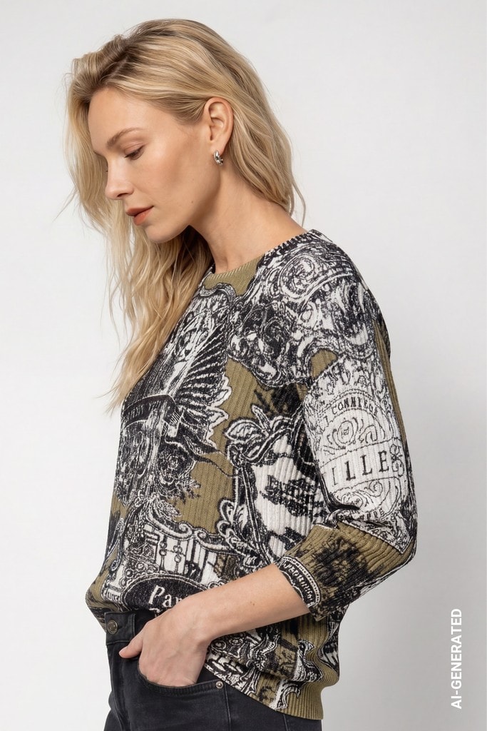 Strickpullover mit Emblemdruck