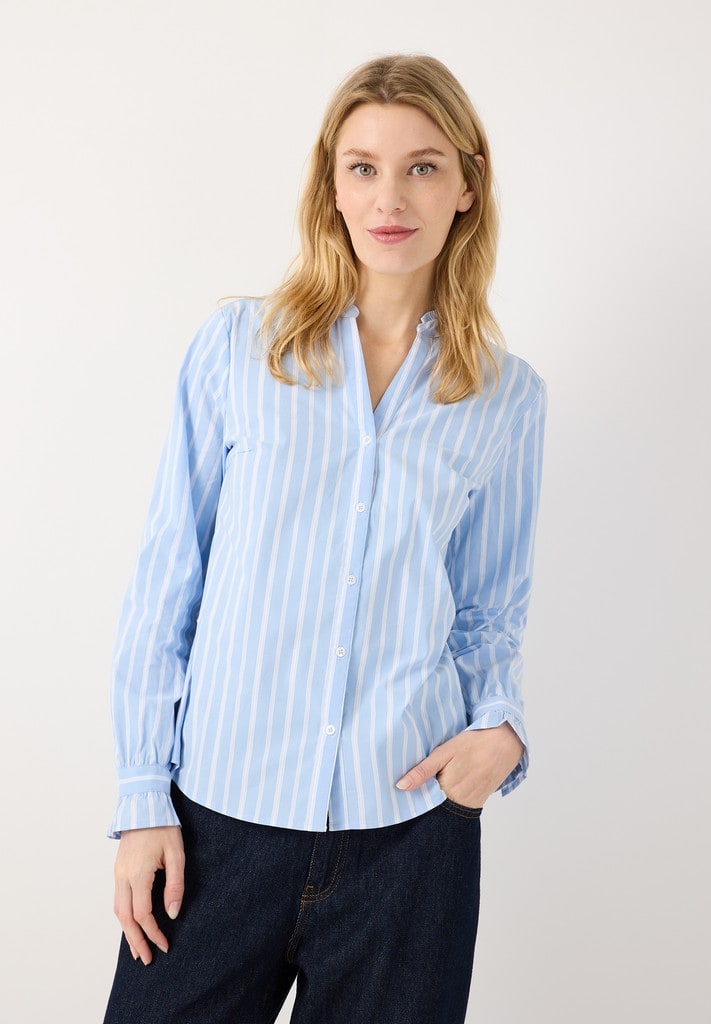 Gestreifte Bluse mit Stehkragen