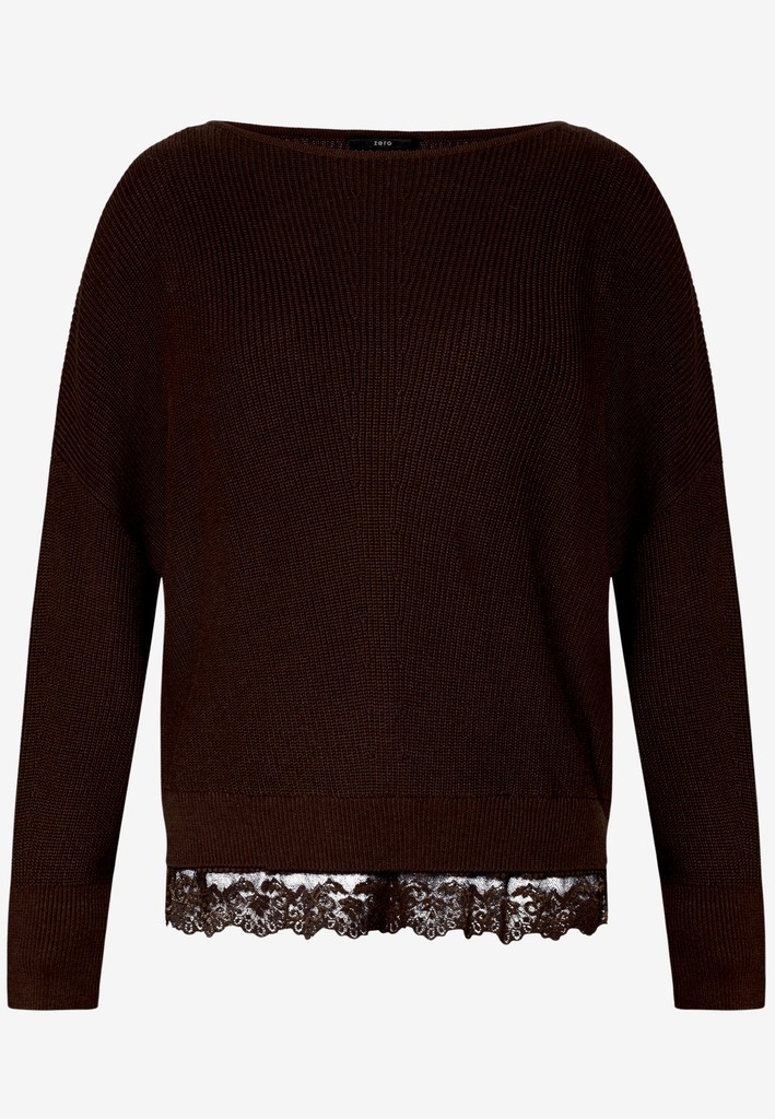 Strickpullover mit Spitzenkante