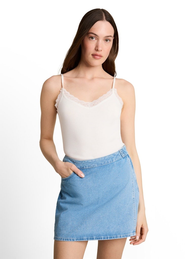 Slim Fit Top mit Spitze