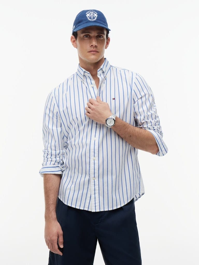 TH Flex Regular Fit Stripe Poplin Shirt