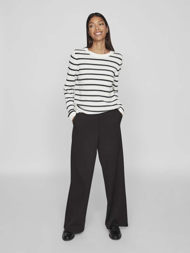 VIDALO O-NECK L/S STRIPE KNIT TOP- NOOS