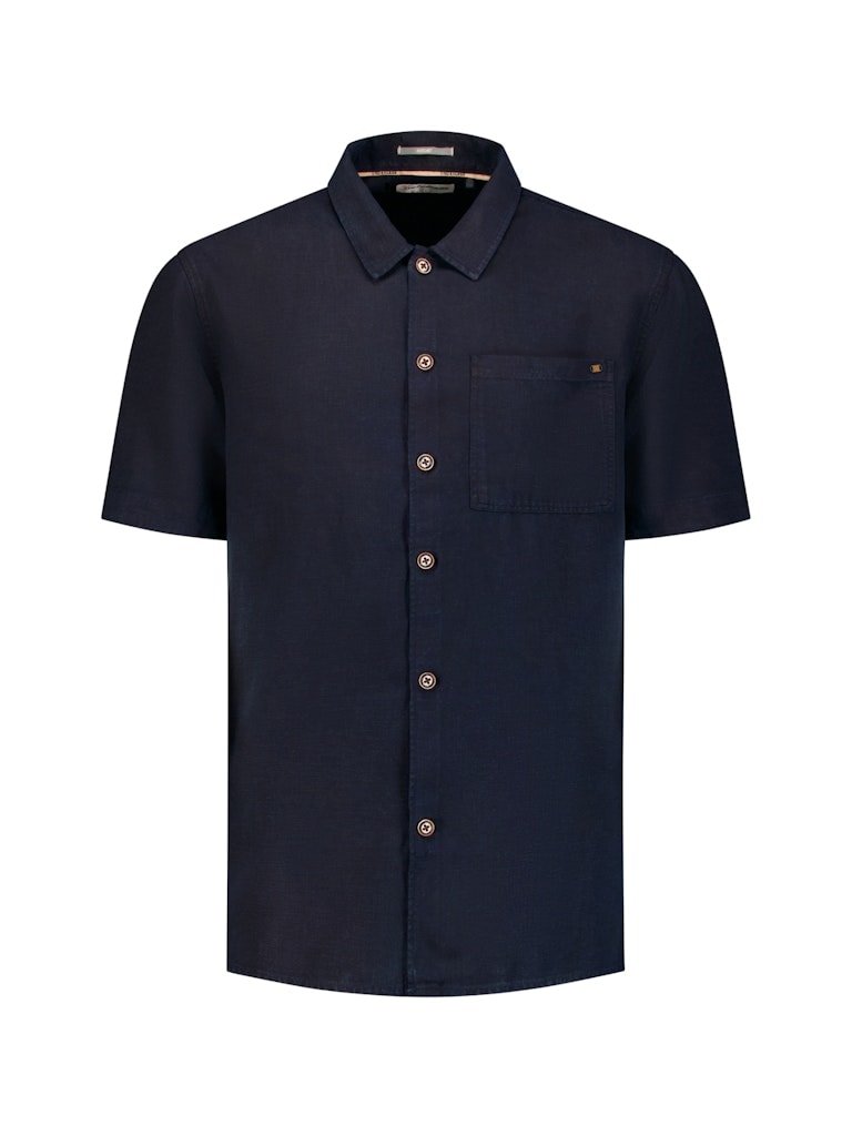 Shirt Short Sleeve With Linen, Garment Dyed