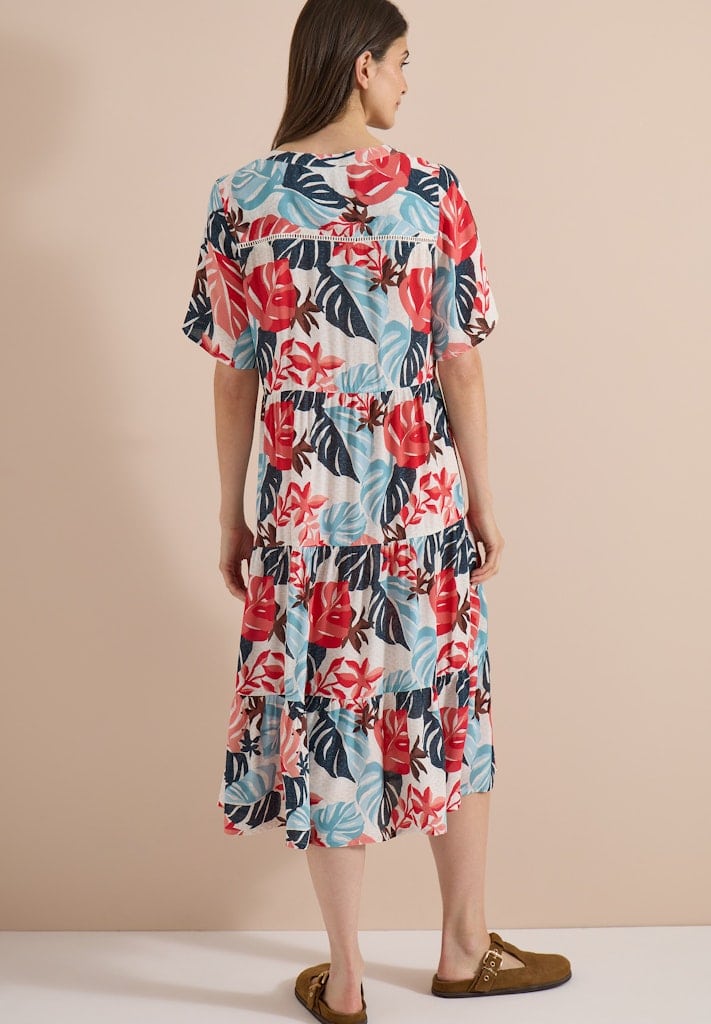 Midikleid mit Split Neck und Print