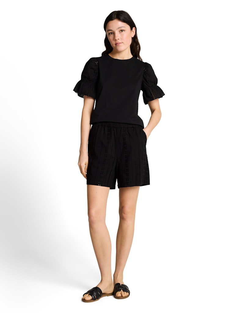 Loose Fit T-Shirt mit Lochstickereien