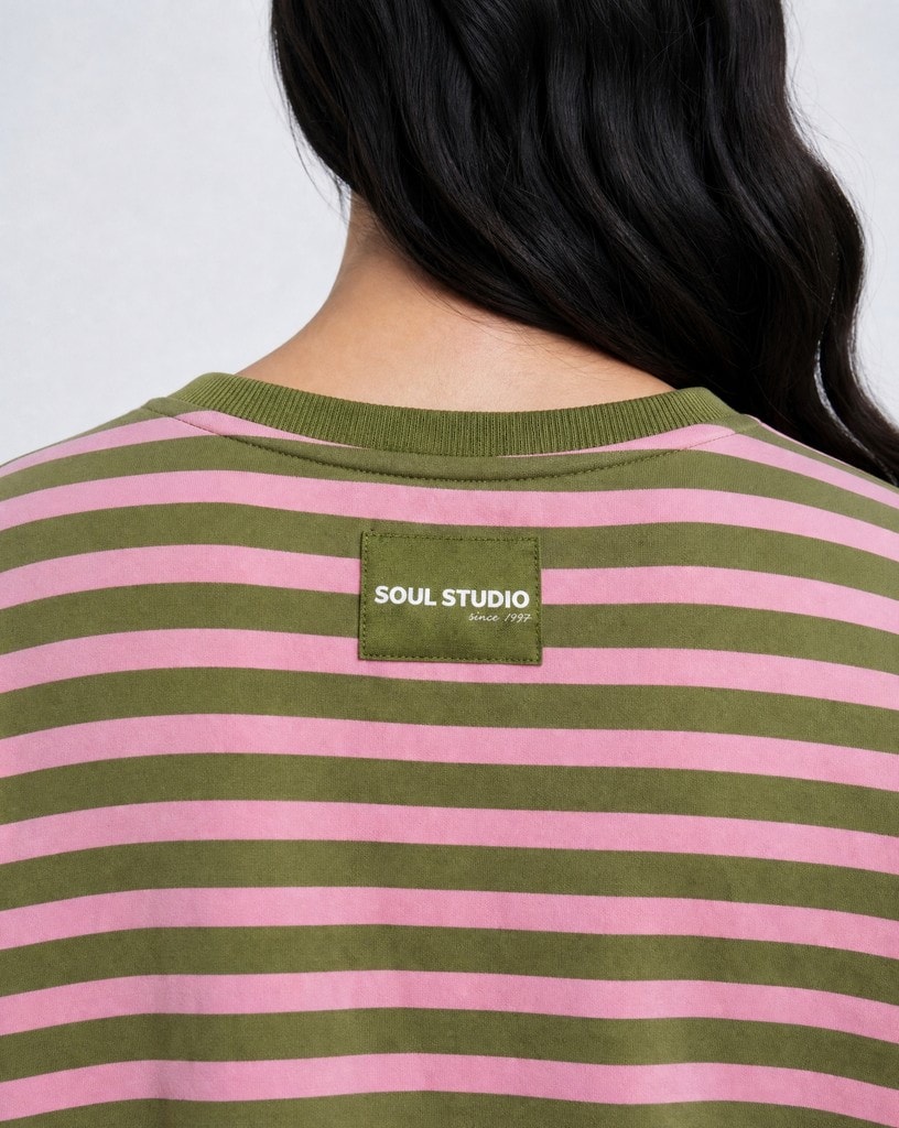 Relaxed Sweat Threequarter Sleeves Striped