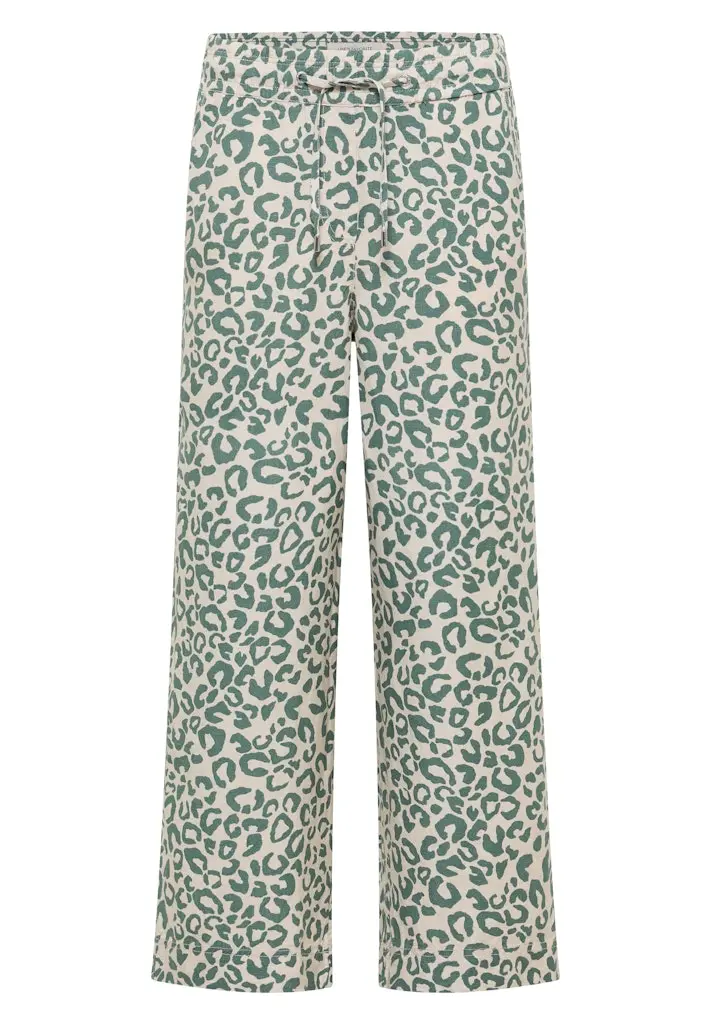 Wide Leg Hose aus Leinenmix im Leoprint