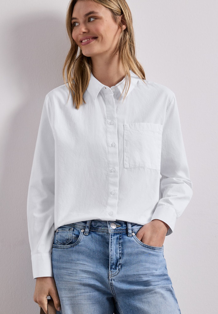 Langarm Bluse mit Hemdkragen aus Twill