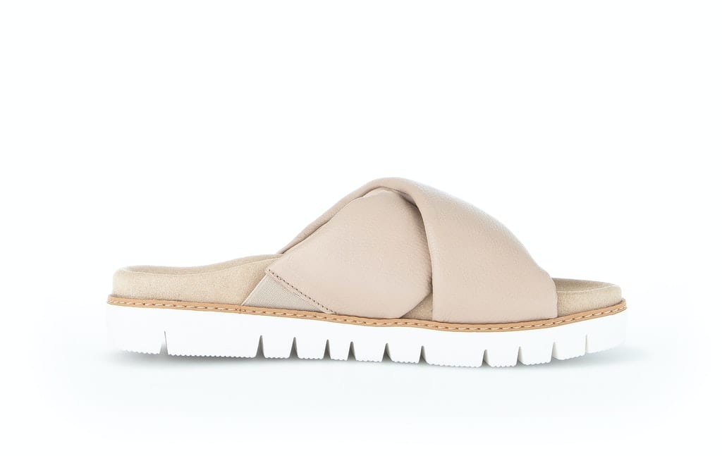 Pantoletten Glattleder beige