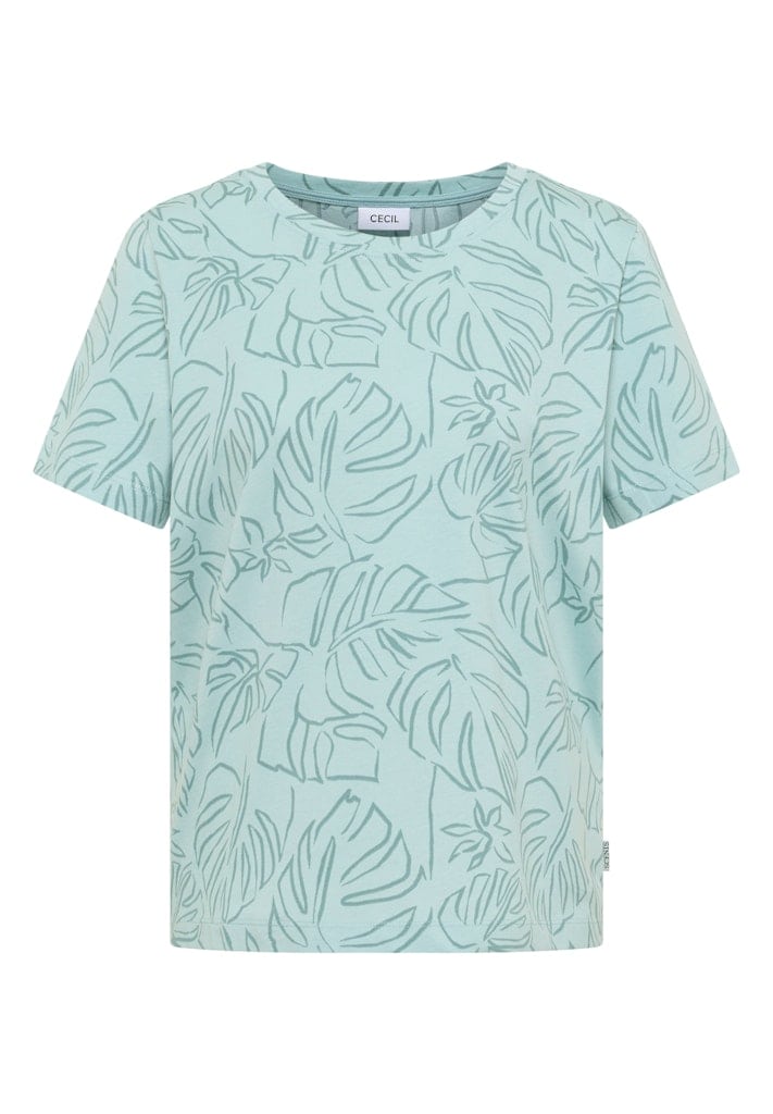 T-Shirt mit Rundhals und Blätterprint
