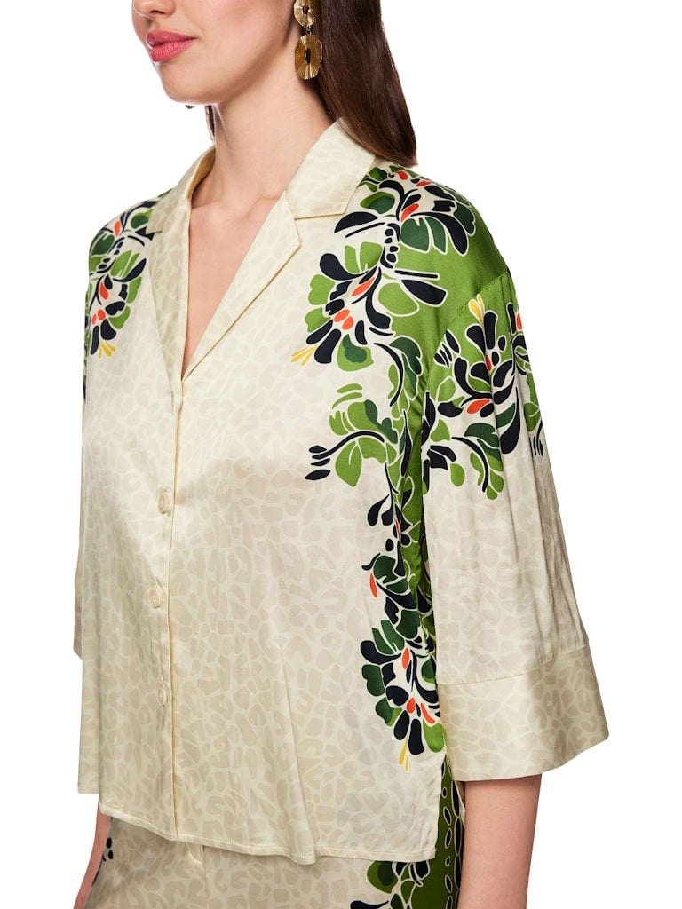 Bluse mit Leo-Hibiskus-Print