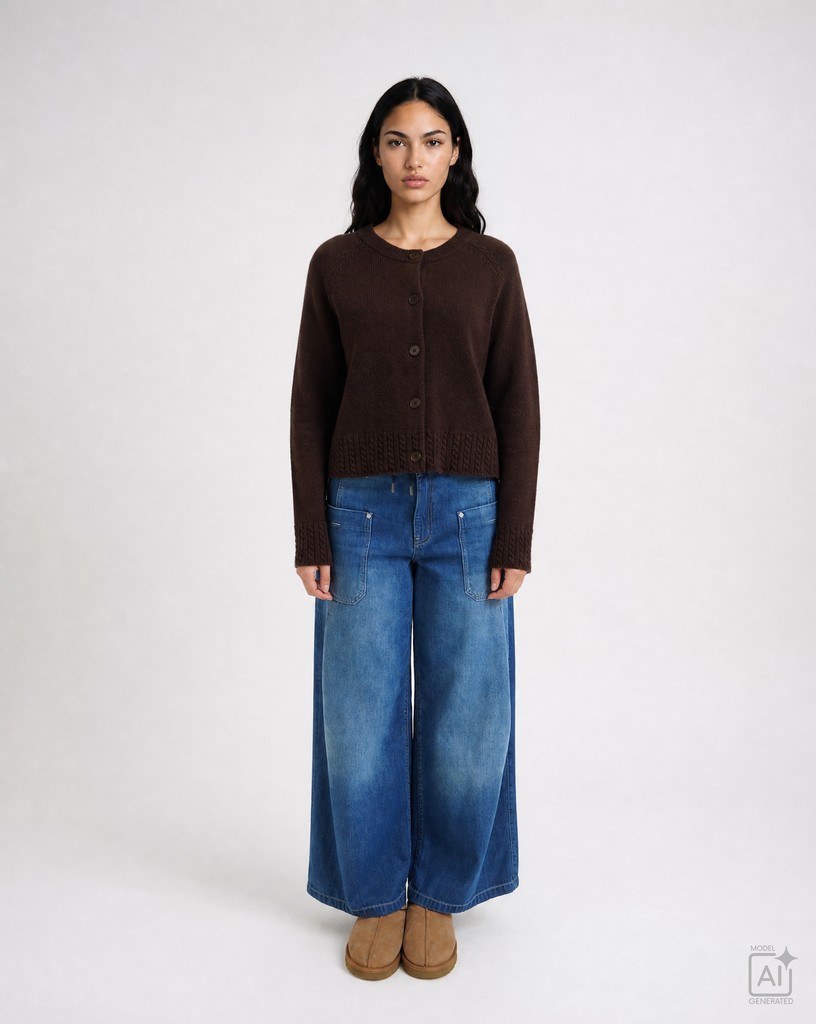 Raglan Cardigan Cable hem