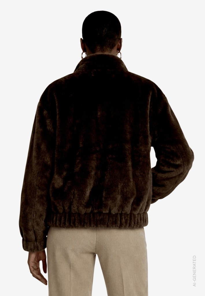 Plüschjacke mit Taschenklappen