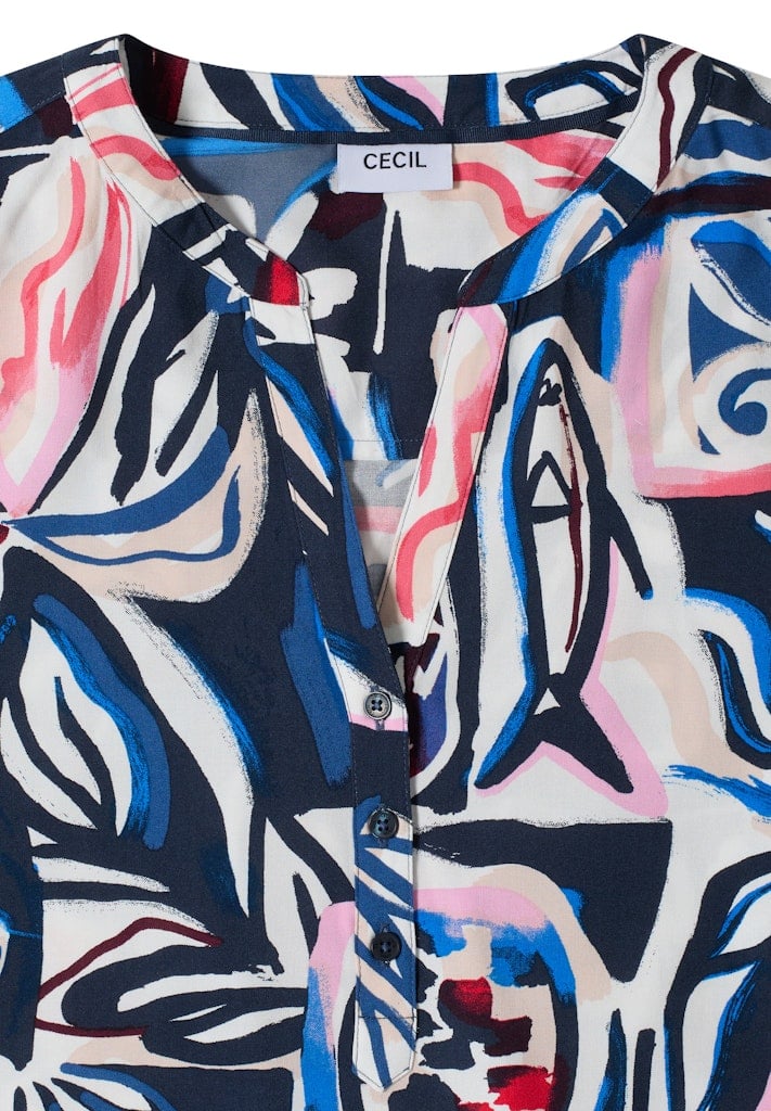 Kurzarm Bluse mit Multicolor Print