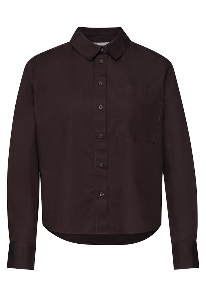 Langarm Bluse mit Hemdkragen aus Twill