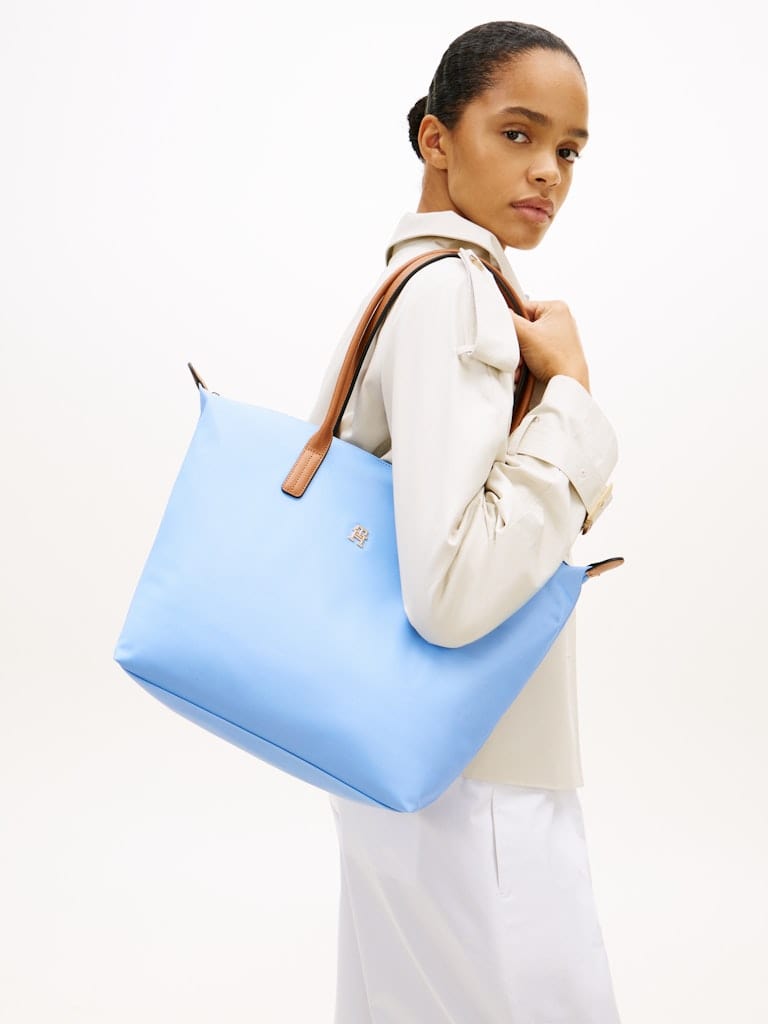 TH Monogram Contrast Handle Tote Bag