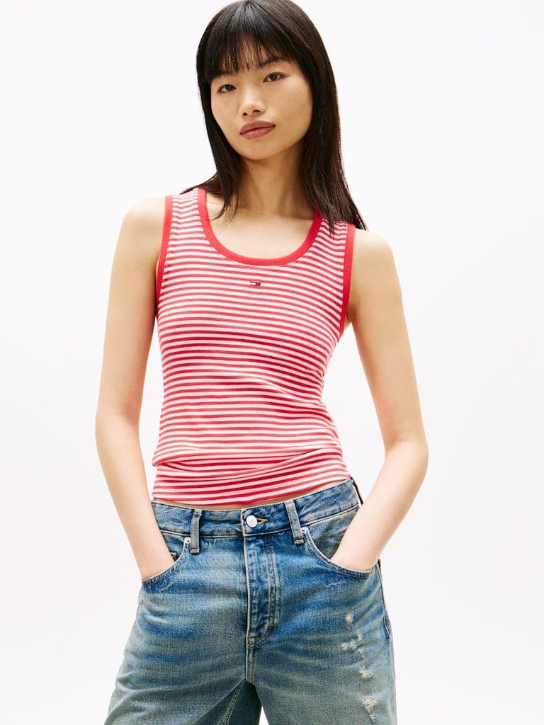 Ribbed Slim Scoop Neck Tank Top