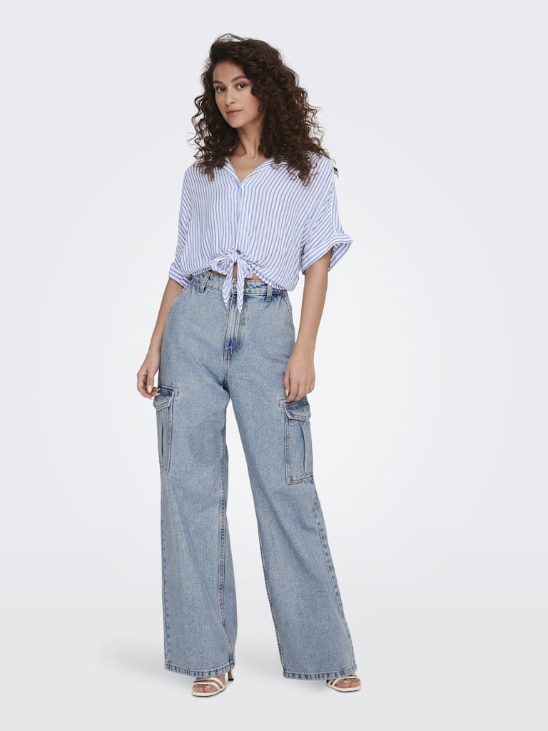ONLPAULA LIFE S/S TIE SHIRT WVN NOOS