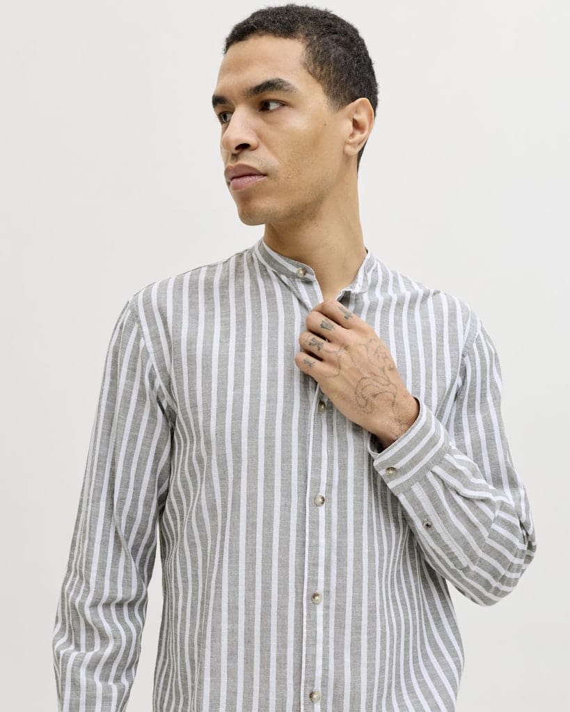 JJESUMMER LINEN BLEND BAND SHIRT L/S SN
