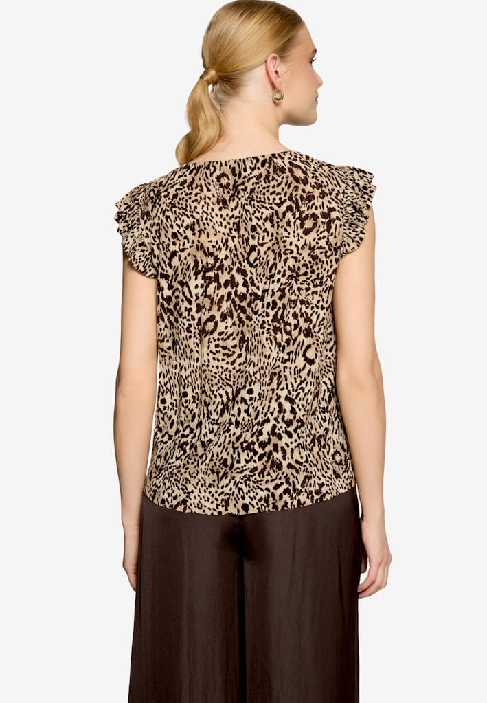 T-Shirt gerafft mit Leoprint