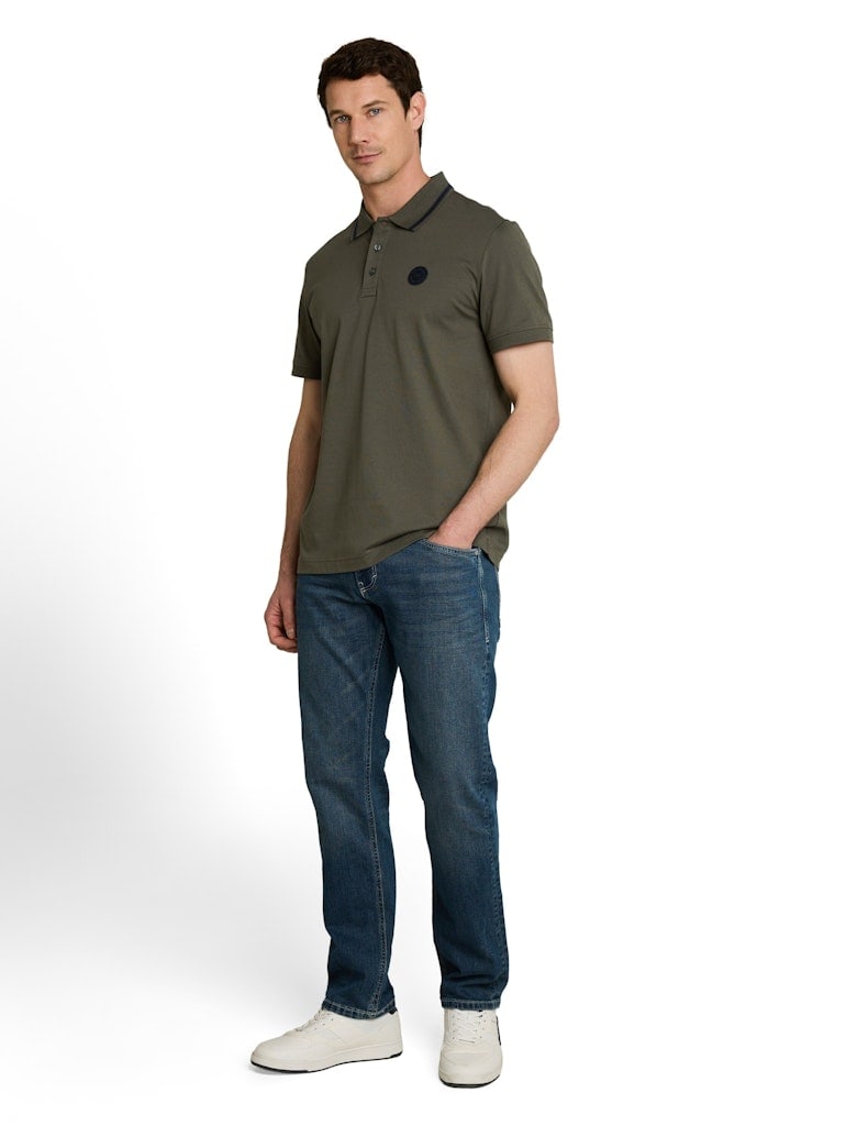 Jersey Poloshirt mit Logo-Badge