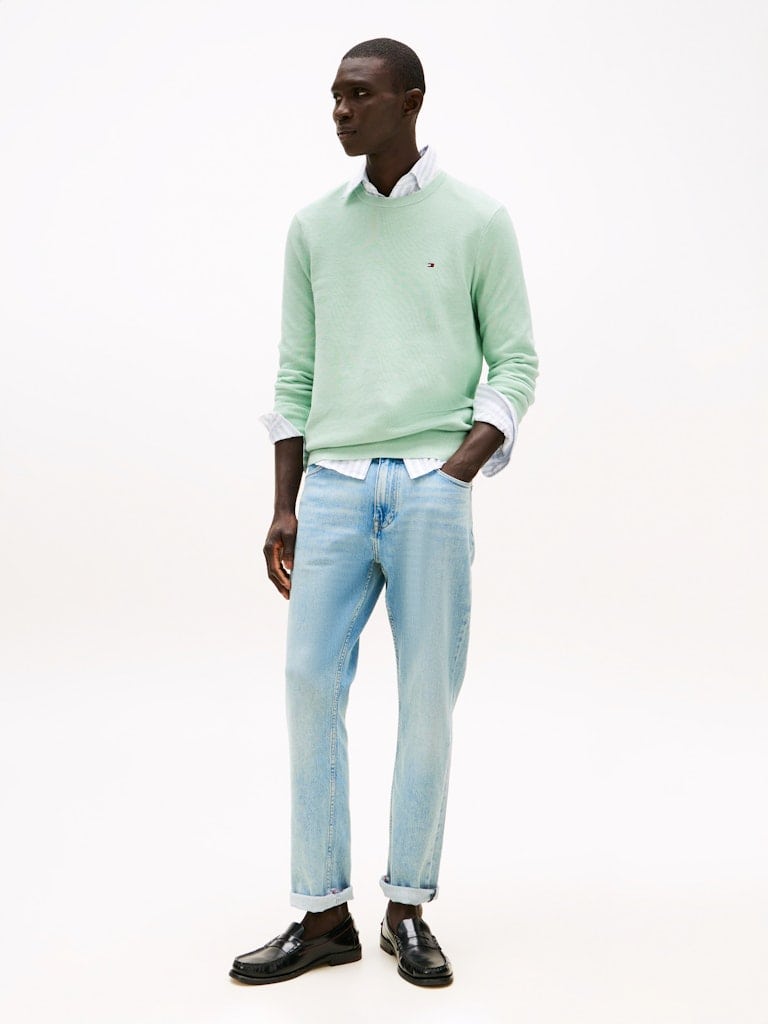 Flag Embroidery Textured Crew Neck Jumper