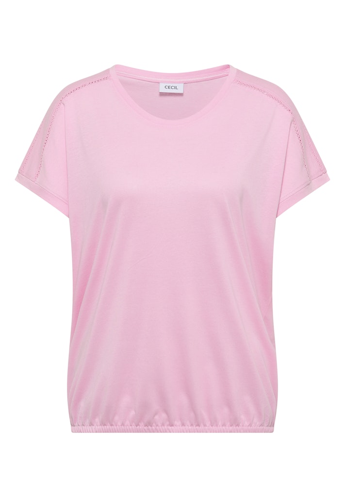 T-Shirt mit V-Neck und Spitzendetail