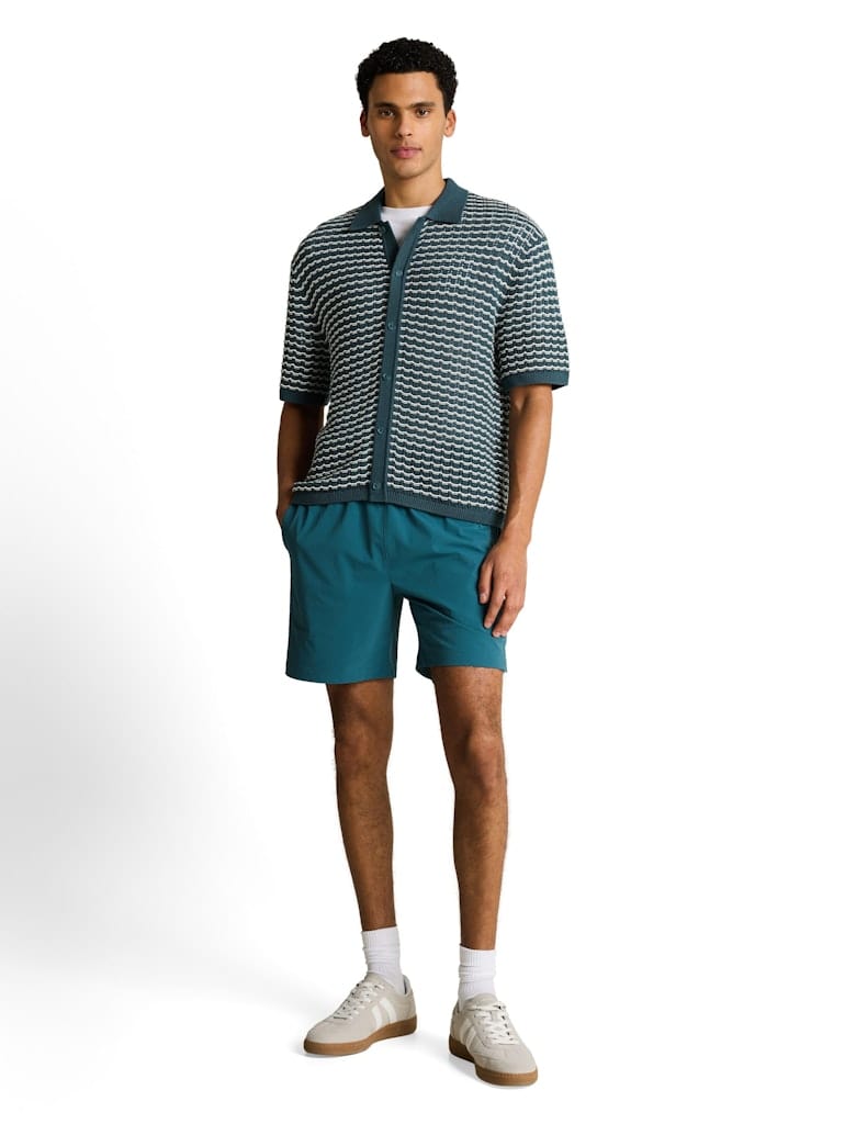 Strick-Poloshirt mit Lochmuster