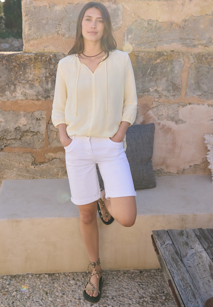 Tunika mit Split Neck aus Leinenmix
