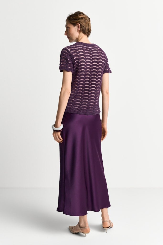 Short Sleeve Crew neck zig zag Yarn Mix